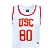 USC Trojans Women's Hype and Vice White Cropped Basketball Jersey
